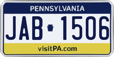 PA license plate JAB1506