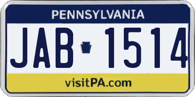 PA license plate JAB1514