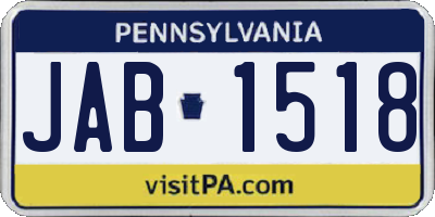 PA license plate JAB1518