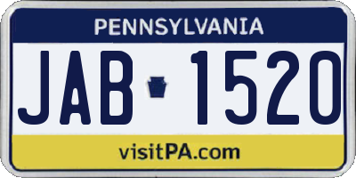 PA license plate JAB1520