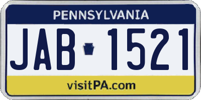 PA license plate JAB1521