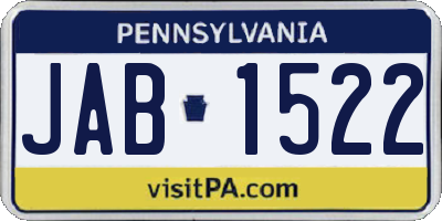 PA license plate JAB1522