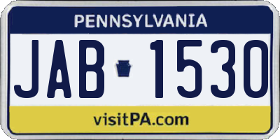 PA license plate JAB1530