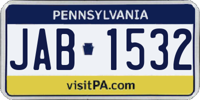 PA license plate JAB1532