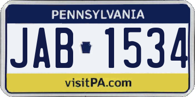 PA license plate JAB1534