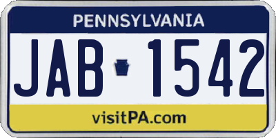 PA license plate JAB1542