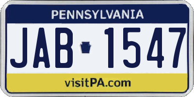 PA license plate JAB1547