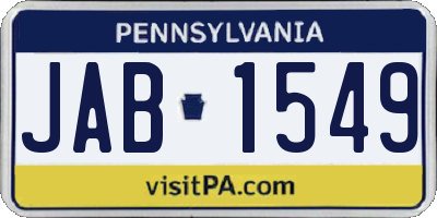 PA license plate JAB1549