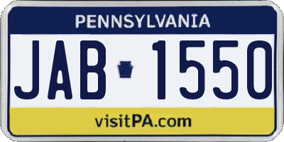 PA license plate JAB1550