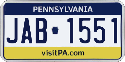 PA license plate JAB1551