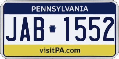 PA license plate JAB1552