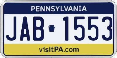 PA license plate JAB1553