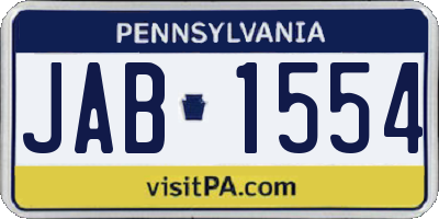 PA license plate JAB1554