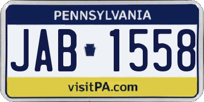 PA license plate JAB1558