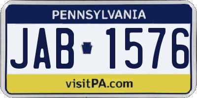 PA license plate JAB1576