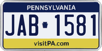 PA license plate JAB1581