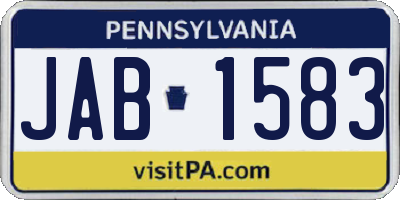 PA license plate JAB1583