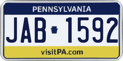 PA license plate JAB1592