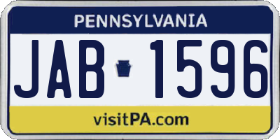 PA license plate JAB1596