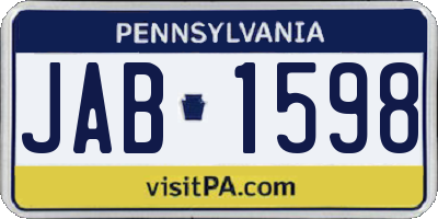 PA license plate JAB1598