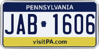 PA license plate JAB1606