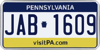 PA license plate JAB1609