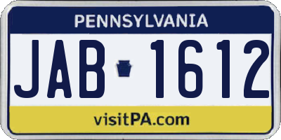 PA license plate JAB1612