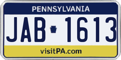 PA license plate JAB1613