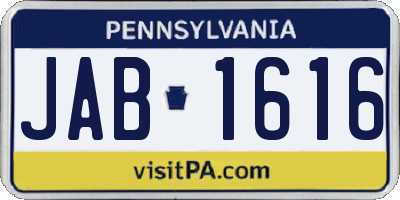 PA license plate JAB1616