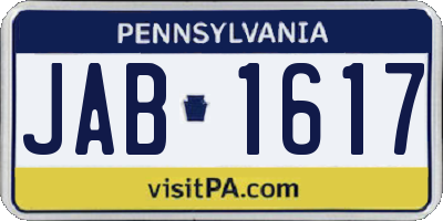 PA license plate JAB1617