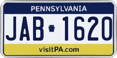 PA license plate JAB1620