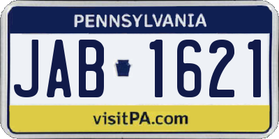 PA license plate JAB1621