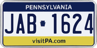 PA license plate JAB1624