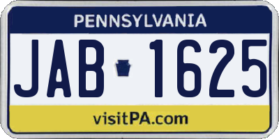 PA license plate JAB1625