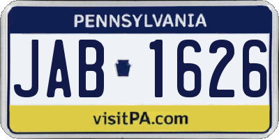 PA license plate JAB1626