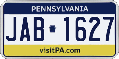 PA license plate JAB1627