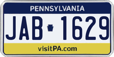 PA license plate JAB1629