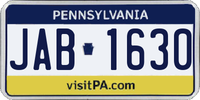 PA license plate JAB1630