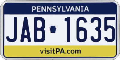 PA license plate JAB1635