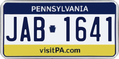 PA license plate JAB1641