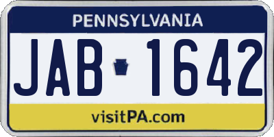 PA license plate JAB1642