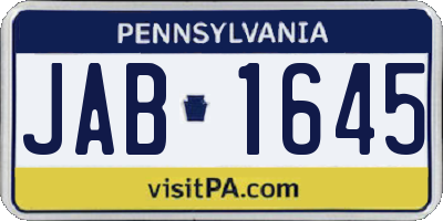 PA license plate JAB1645