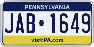 PA license plate JAB1649