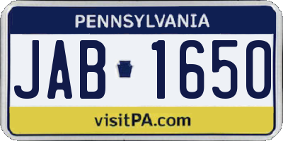 PA license plate JAB1650