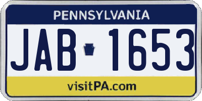 PA license plate JAB1653