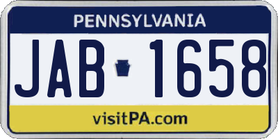 PA license plate JAB1658