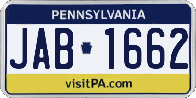 PA license plate JAB1662