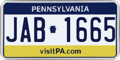 PA license plate JAB1665