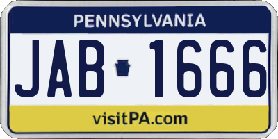 PA license plate JAB1666