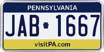 PA license plate JAB1667